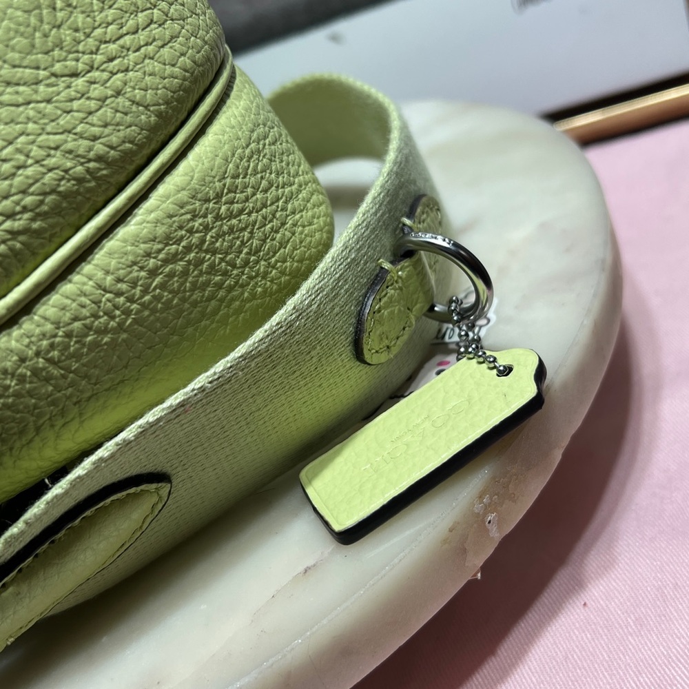 Coach Lemon Green Pebbled Leather Satchel with Silver Hardware - Picture 12 of 13